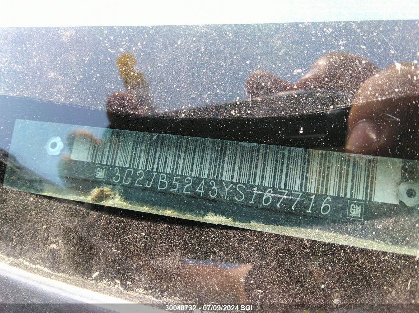 2000 Pontiac Sunfire Se VIN: 3G2JB5243YS167716 Lot: 30040732