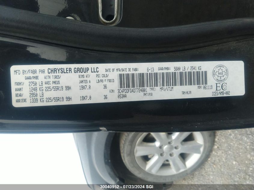 2013 Dodge Journey R/T VIN: 3C4PDDFG4DT724801 Lot: 30040952