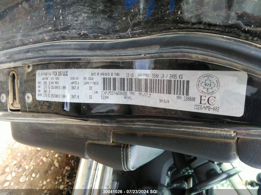 2017 Jeep Cherokee Limited VIN: 1C4PJMDS7HW594352 Lot: 30041026