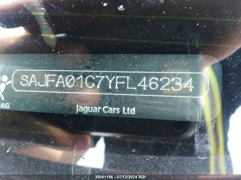 2000 Jaguar S-Type VIN: SAJFA01C7YFL46234 Lot: 30041196