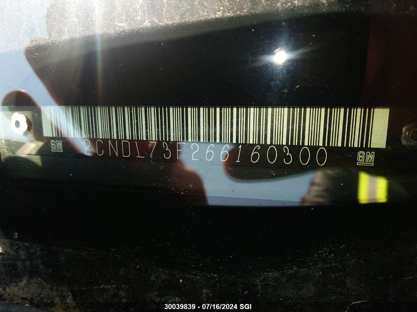 2006 Chevrolet Equinox Lt VIN: 2CNDL73F266160300 Lot: 30039839