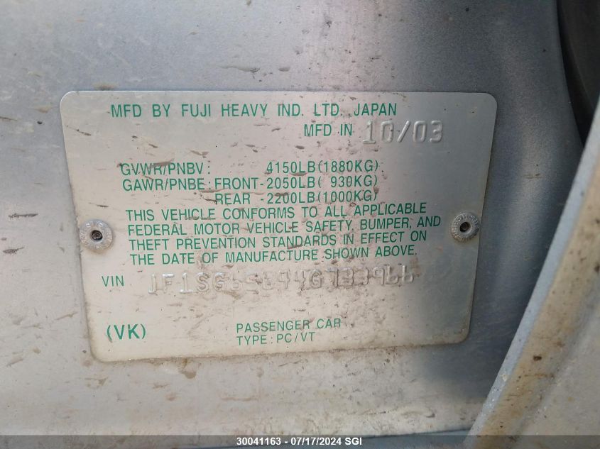 2004 Subaru Forester 2.5Xs VIN: JF1SG65644G733966 Lot: 30041163