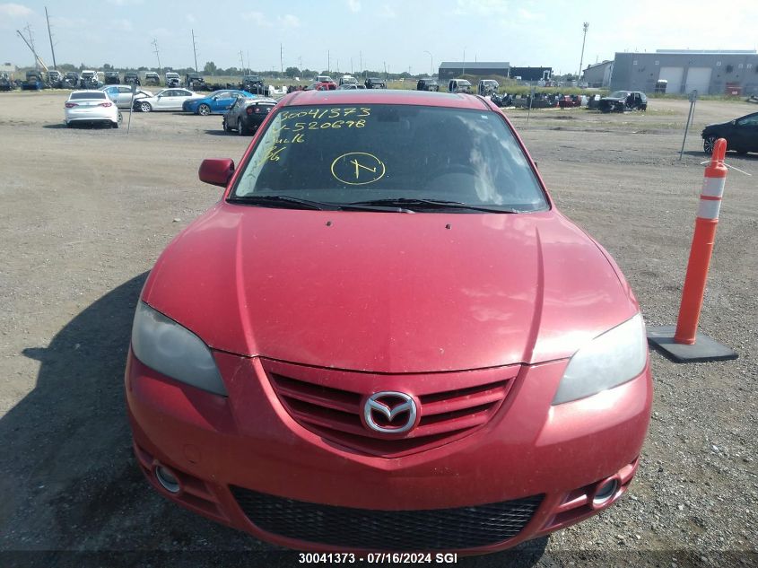 2006 Mazda 3 S VIN: JM1BK123961520698 Lot: 30041373