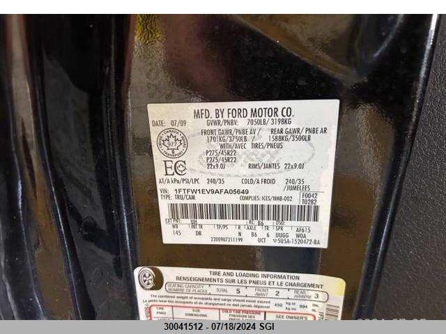 2010 Ford F150 Supercrew VIN: 1FTFW1EV9AFA05649 Lot: 30041512