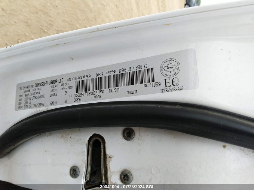 2015 Ram 3500 Longhorn VIN: 3C63R3NL7FG543137 Lot: 30041094