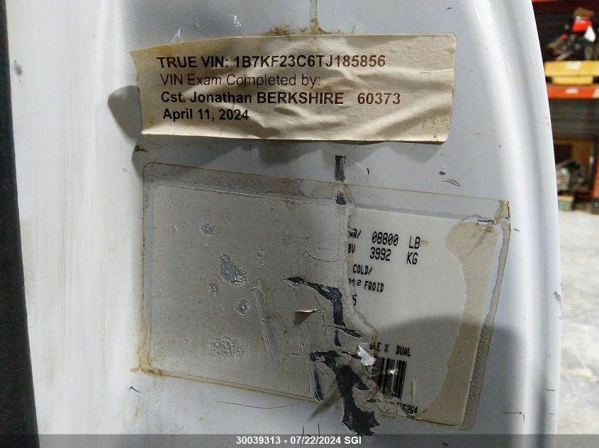 1996 Dodge Ram 2500 VIN: 1B7KF23C6TJ185856 Lot: 30039313