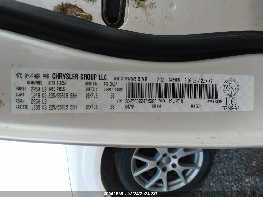 2013 Dodge Journey Sxt VIN: 3C4PDCCG5DT505828 Lot: 30041659