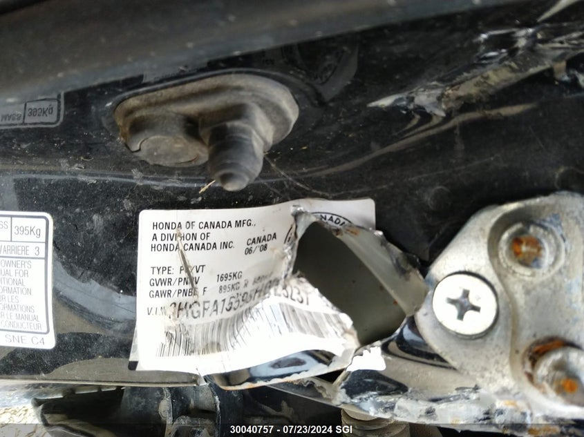 2008 Honda Civic Lx VIN: 2HGFA15598H023237 Lot: 30040757