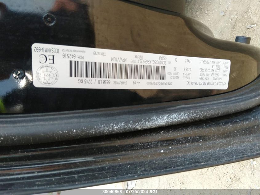 2019 Dodge Grand Caravan Se VIN: 2C4RDGBG1KR697217 Lot: 30040656