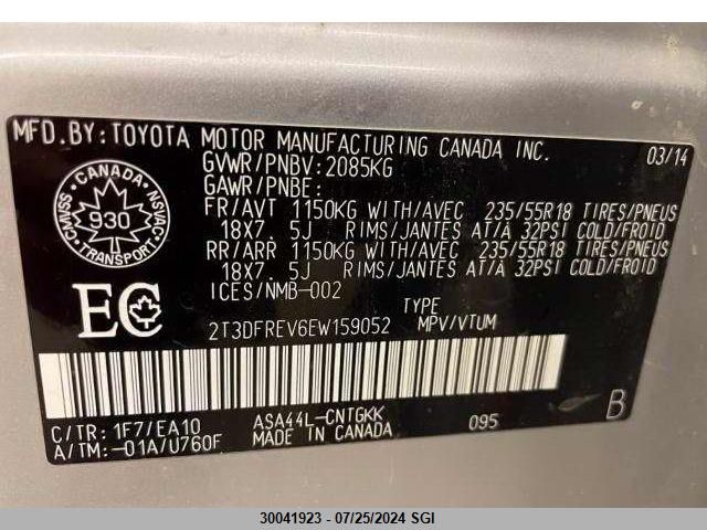 2014 Toyota Rav4 Limited VIN: 2T3DFREV6EW159052 Lot: 30041923