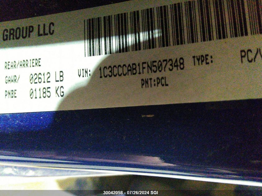 2015 Chrysler 200 Limited VIN: 1C3CCCAB1FN507348 Lot: 30042058