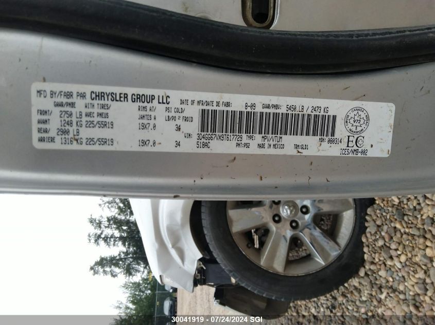 2009 Dodge Journey R/T VIN: 3D4GG67VX9T617729 Lot: 30041919