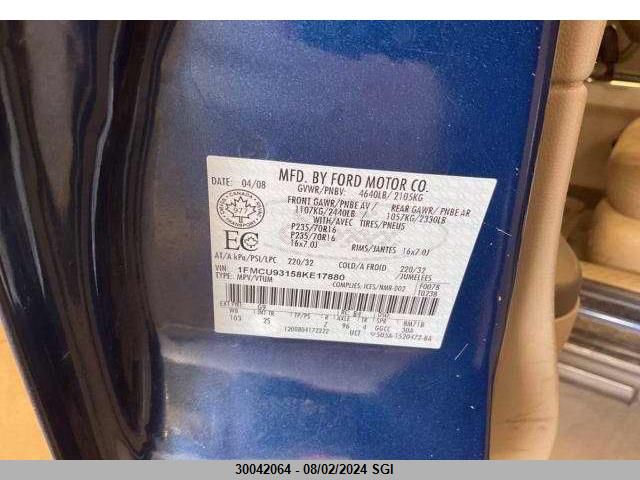 2008 Ford Escape Xlt VIN: 1FMCU93158KE17880 Lot: 30042064