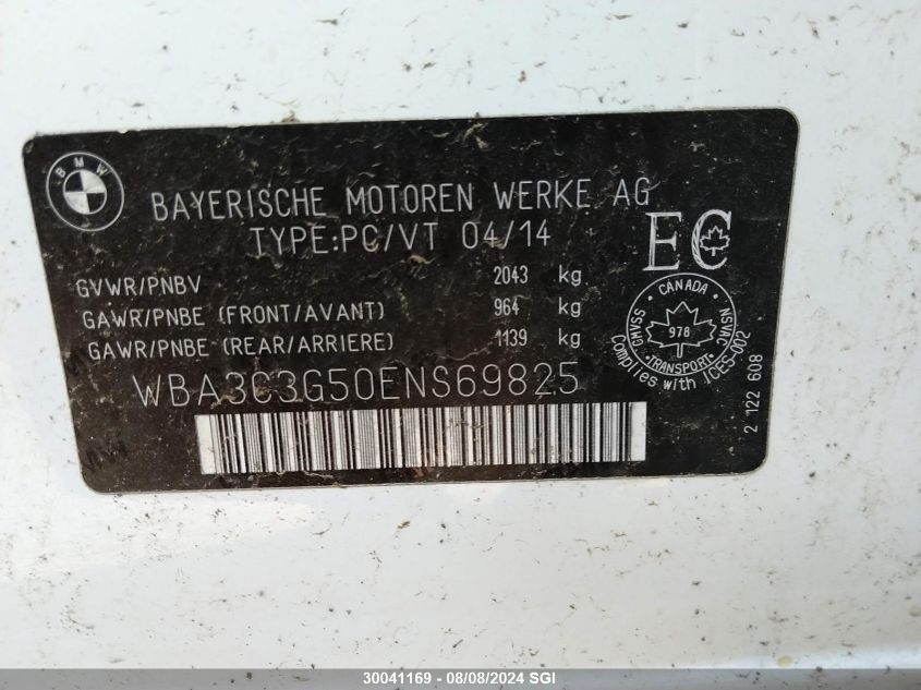 2014 BMW 320 I xDrive VIN: WBA3C3G50ENS69825 Lot: 30041169
