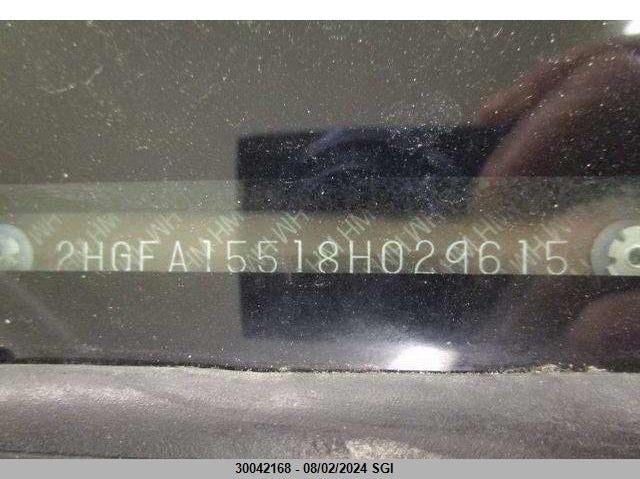 2008 Honda Civic Lx VIN: 2HGFA15518H029615 Lot: 30042168