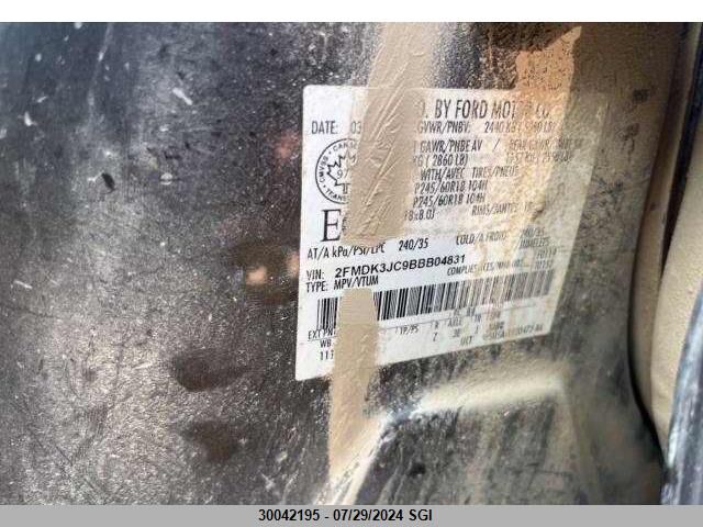 2011 Ford Edge Sel VIN: 2FMDK3JC9BBB04831 Lot: 30042195