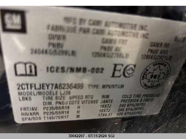 2010 GMC Terrain Slt VIN: 2CTFLJEY7A6236499 Lot: 30042207