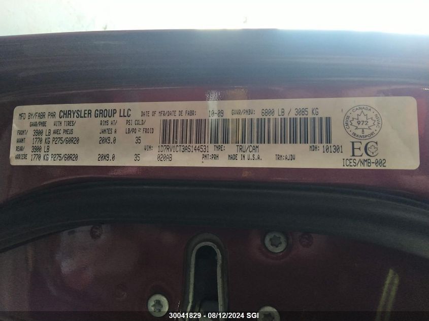 2010 Dodge Ram 1500 VIN: 1D7RV1CT3AS144531 Lot: 30041829