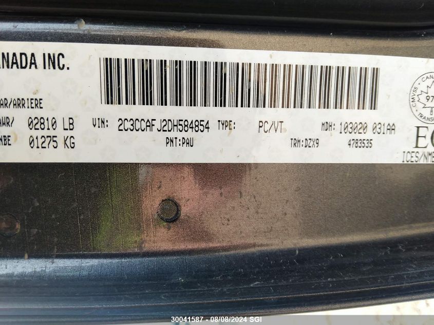 2013 Chrysler 300 Srt-8 VIN: 2C3CCAFJ2DH584854 Lot: 30041587