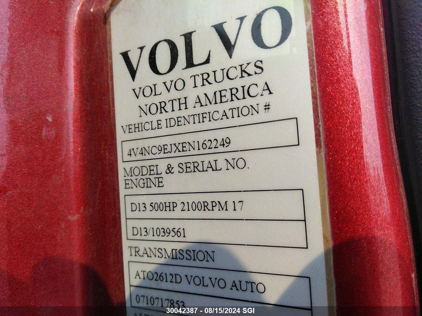 2014 Volvo Vn L VIN: 4V4NC9EJXEN162249 Lot: 30042387