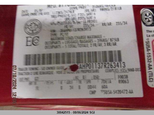 2007 Ford Fusion Se VIN: 3FAHP01137R263413 Lot: 30042515