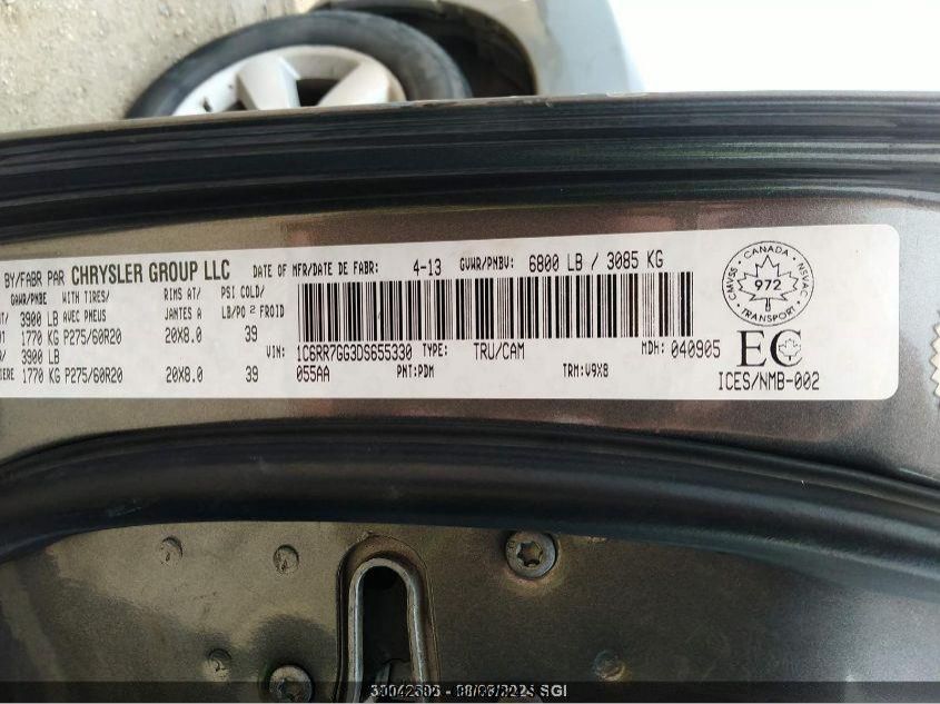 2013 Ram 1500 Slt VIN: 1C6RR7GG3DS655330 Lot: 30042582