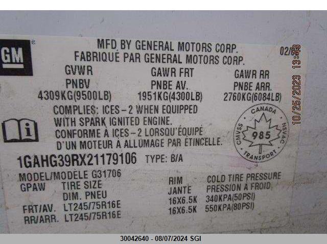 2002 Chevrolet Express G3500 VIN: 1GAHG39RX21179106 Lot: 30042640