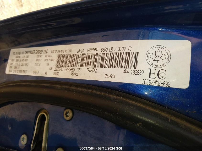 2015 Ram 1500 St VIN: 3C6RR7KT1FG549683 Lot: 30037564