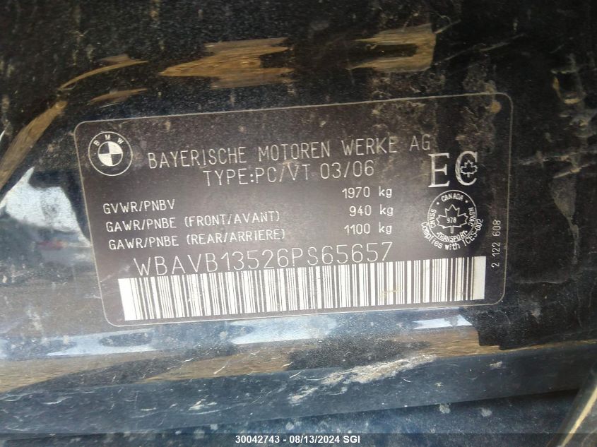 2006 BMW 325 I VIN: WBAVB13526PS65657 Lot: 30042743