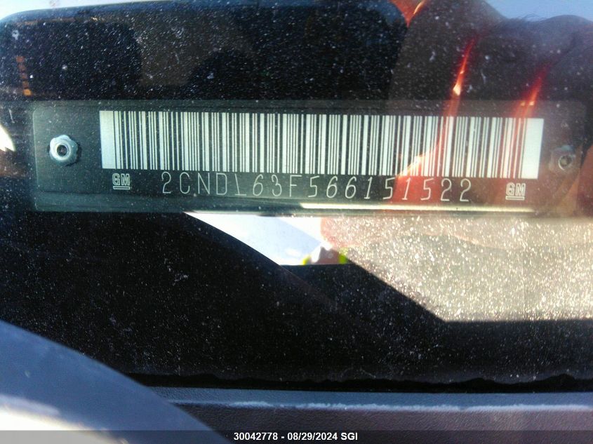 2006 Chevrolet Equinox Lt VIN: 2CNDL63F566151522 Lot: 30042778