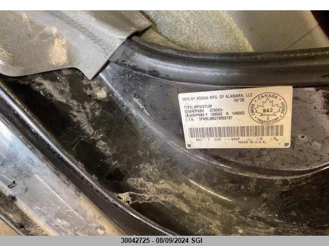 2007 Honda Odyssey Exl VIN: 5FNRL38627B502187 Lot: 30042725