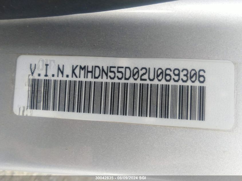 2002 Hyundai Elantra Gls/Gt VIN: KMHDN55D02U069306 Lot: 30042835