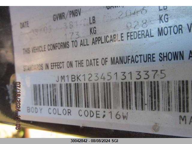 2005 Mazda 3 S VIN: JM1BK123451313375 Lot: 30042842