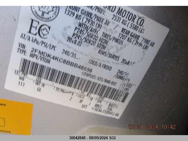 2011 Ford Edge Limited VIN: 2FMDK4KC8BBB48856 Lot: 30042848