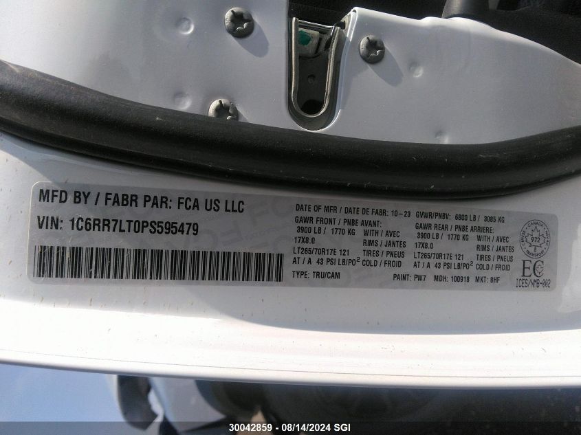 2023 Ram 1500 Classic Slt VIN: 1C6RR7LT0PS595479 Lot: 30042859