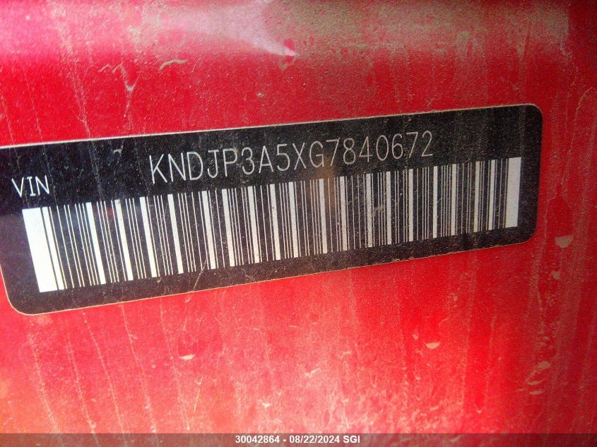 2016 Kia Soul + VIN: KNDJP3A5XG7840672 Lot: 30042864
