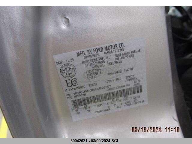 2010 Ford Escape Xlt VIN: 1FMCU9DG6AKB26507 Lot: 30042621