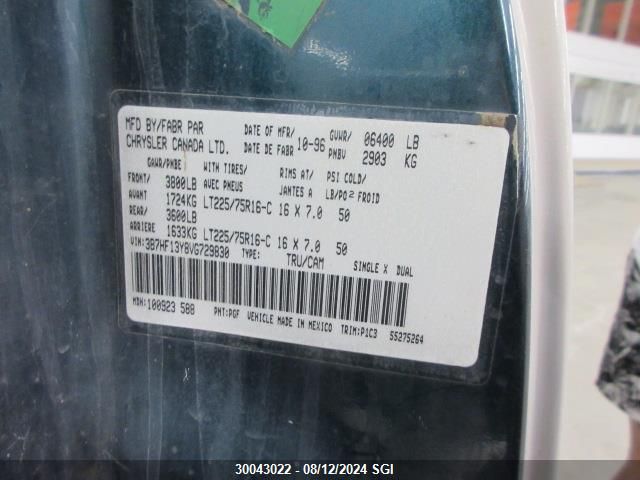 1997 Dodge Ram 1500 VIN: 3B7HF13Y8VG729830 Lot: 30043022