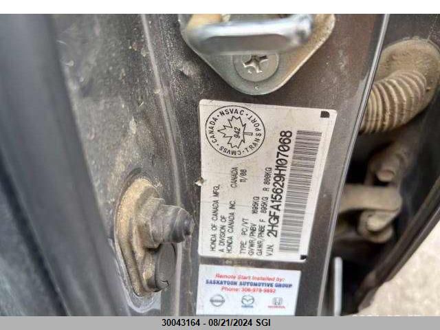 2009 Honda Civic Lx-S VIN: 2HGFA15629H107068 Lot: 30043164