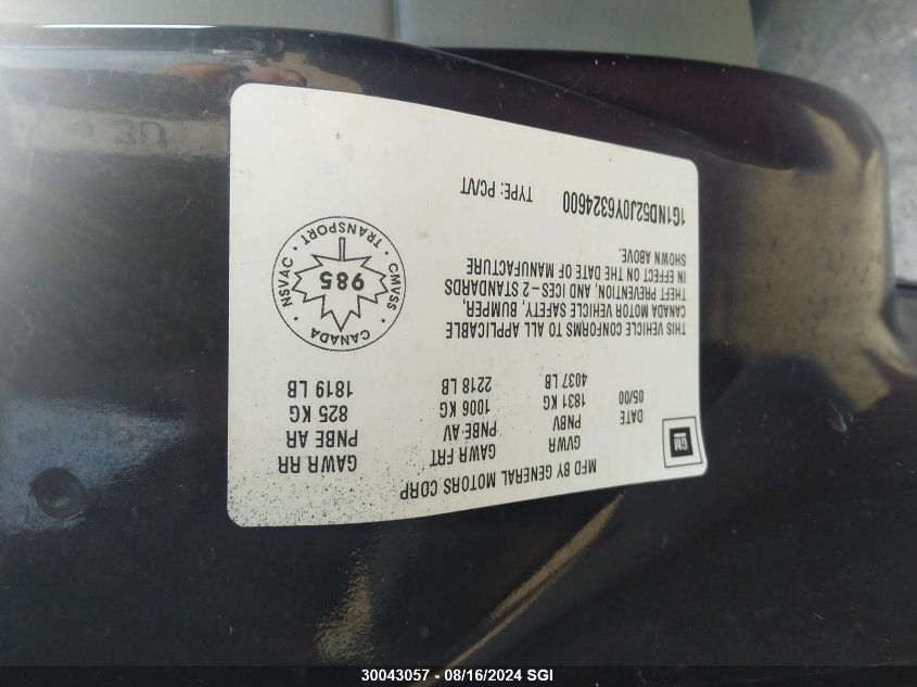 2000 Chevrolet Malibu VIN: 1G1ND52J0Y6324600 Lot: 30043057