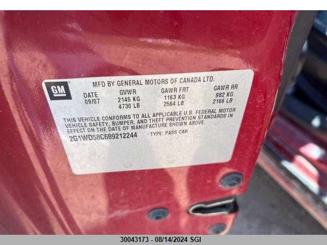 2008 Chevrolet Impala Super Sport VIN: 2G1WD58C689212244 Lot: 30043173