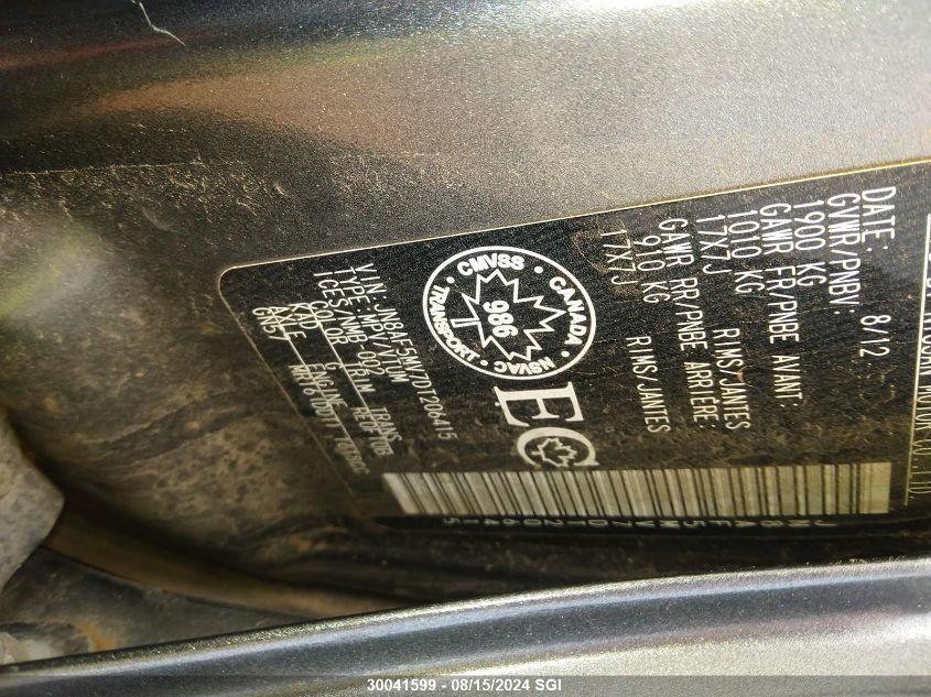 2013 Nissan Juke S/Sv/Sl VIN: JN8AF5MV7DT206415 Lot: 30041599