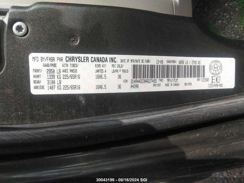 2010 Dodge Grand Caravan Se VIN: 2D4RN4DE9AR227493 Lot: 30043198