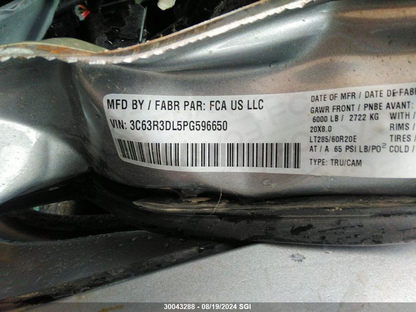 2023 Ram 3500 Big Horn VIN: 3C63R3DL5PG596650 Lot: 30043288