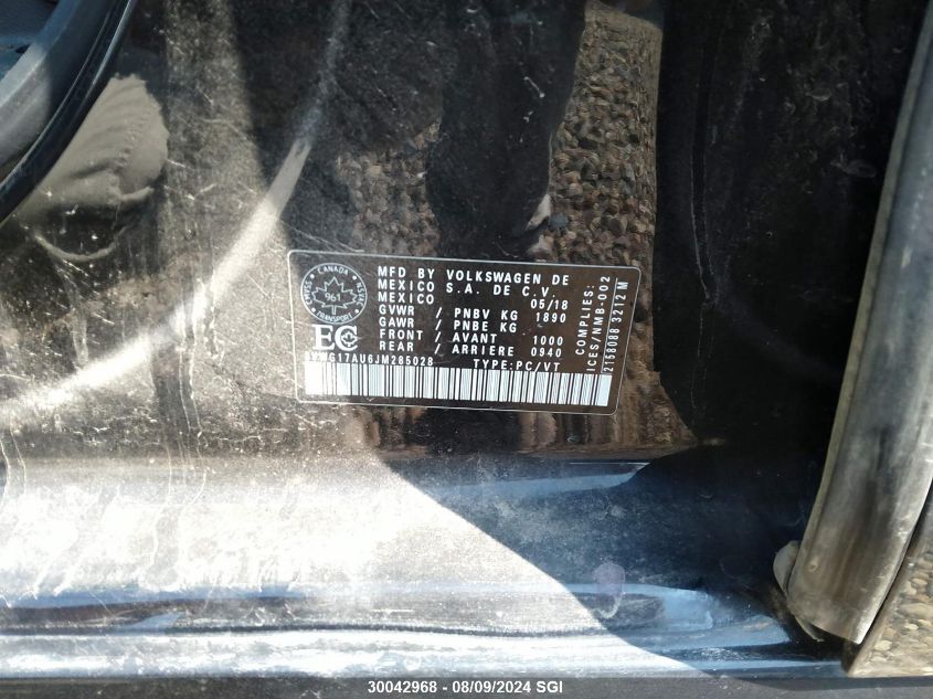 2018 Volkswagen Golf S/Se VIN: 3VWG17AU6JM285028 Lot: 30042968