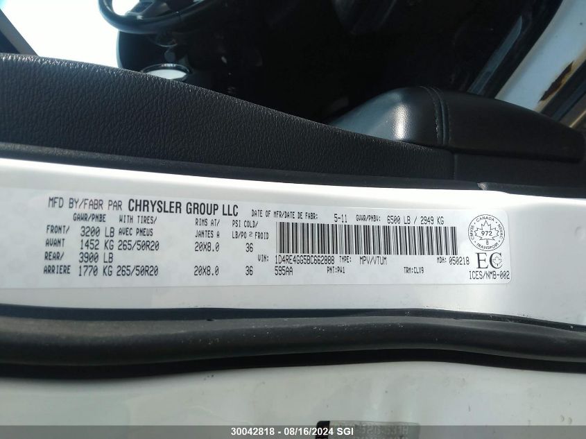 2011 Dodge Durango Crew VIN: 1D4RE4GG5BC662888 Lot: 30042818