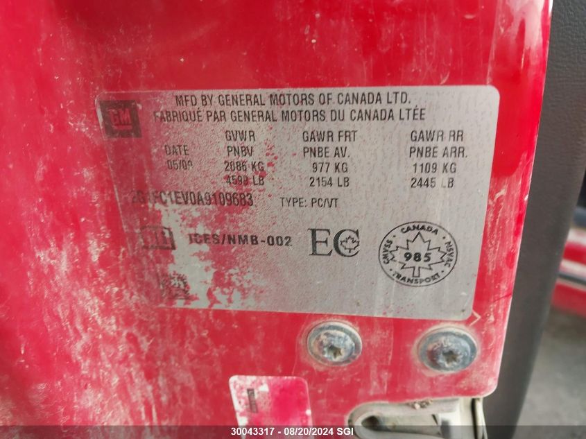 2010 Chevrolet Camaro Lt VIN: 2G1FC1EV0A9109683 Lot: 30043317