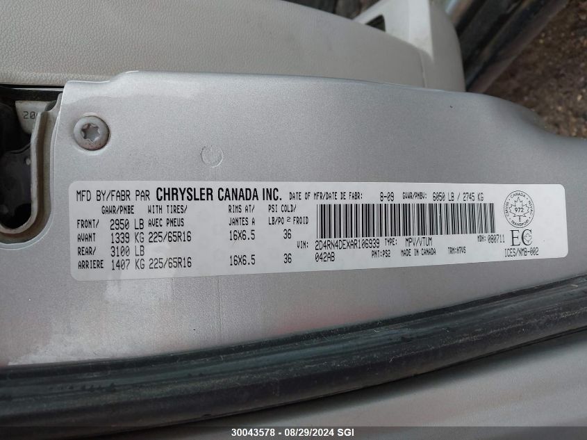 2010 Dodge Grand Caravan Se VIN: 2D4RN4DEXAR106939 Lot: 30043578