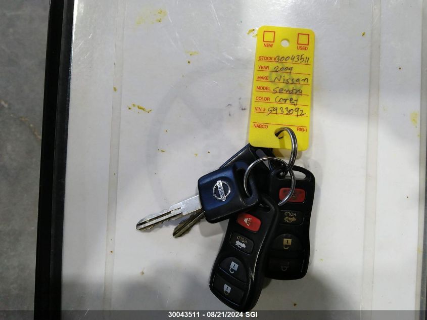 2009 Nissan Sentra 2.0/2.0S/2.0Sl VIN: 3N1AB61E49L606755 Lot: 30043511