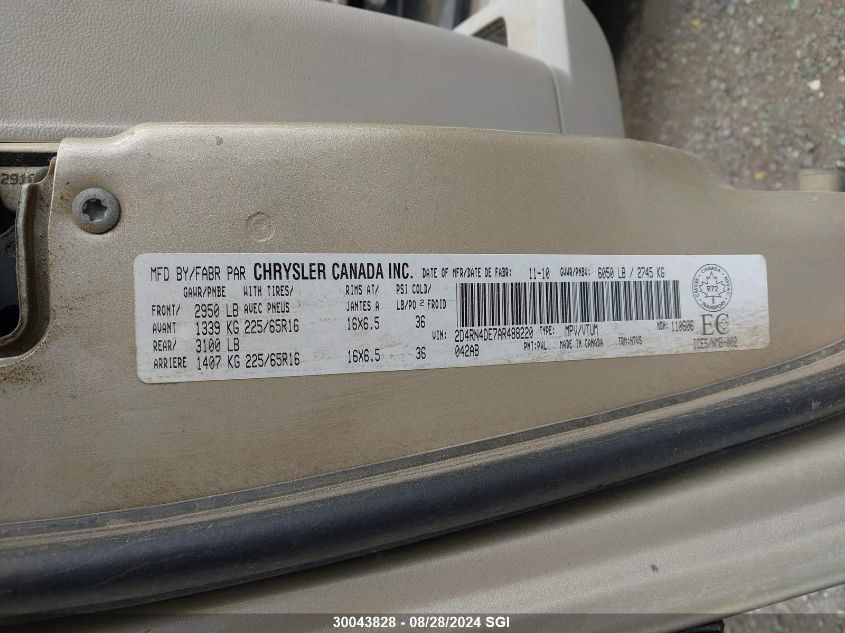 2010 Dodge Grand Caravan Se VIN: 2D4RN4DE7AR488220 Lot: 30043828